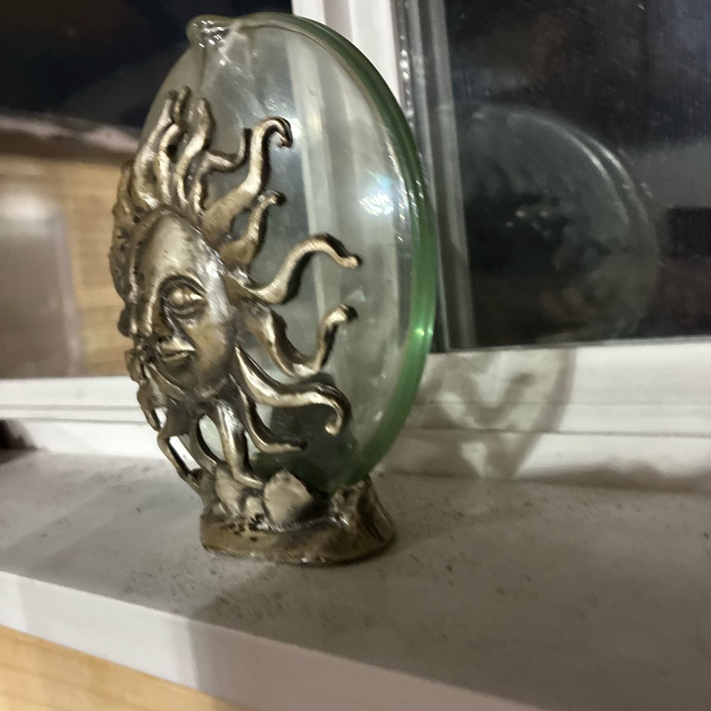 Metallic Sun Sculpture Glass Plate Decorative Accent - Gold - Picture 4 of 4